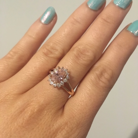 18 Carat Gold Plated Pink Simulated Diamond Ring - Picture 7 of 7